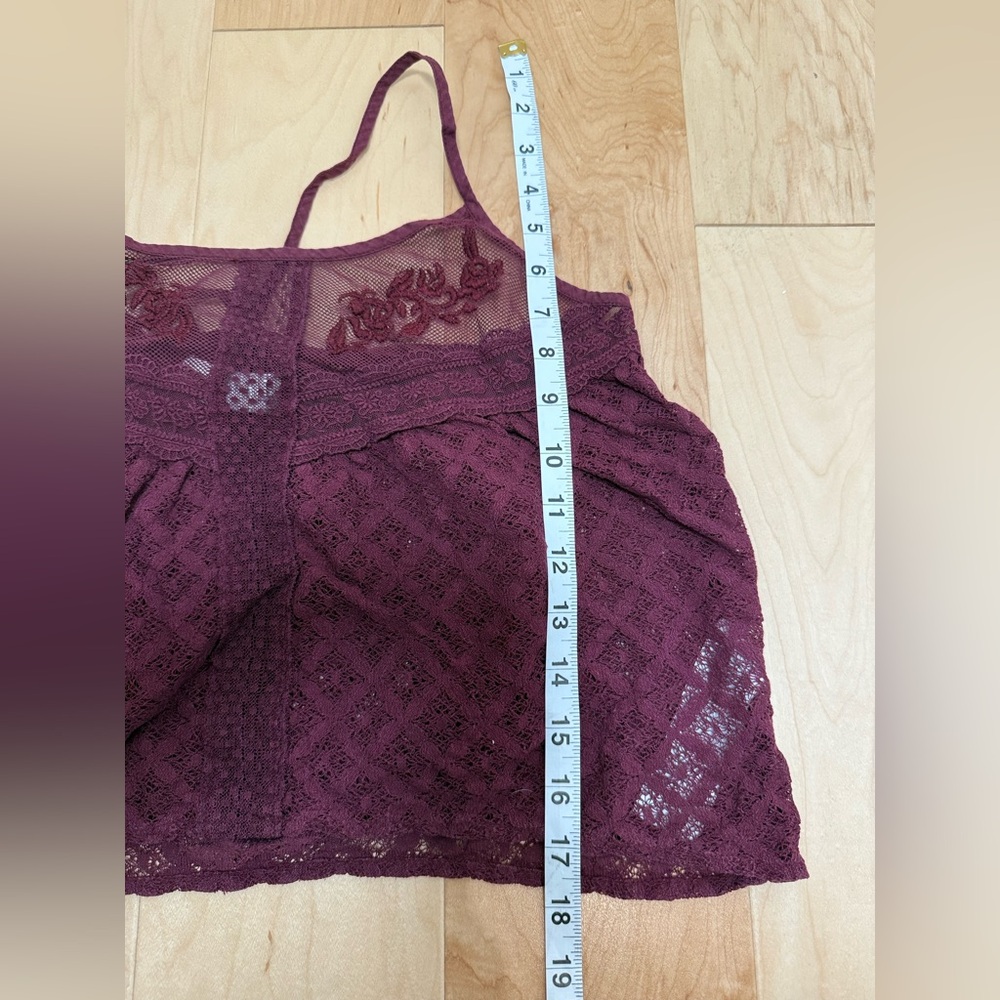 Y2K 90s‎ Abercrombie womens lace top maroon size M dark fairy whismigoth grunge - Picture 5 of 6